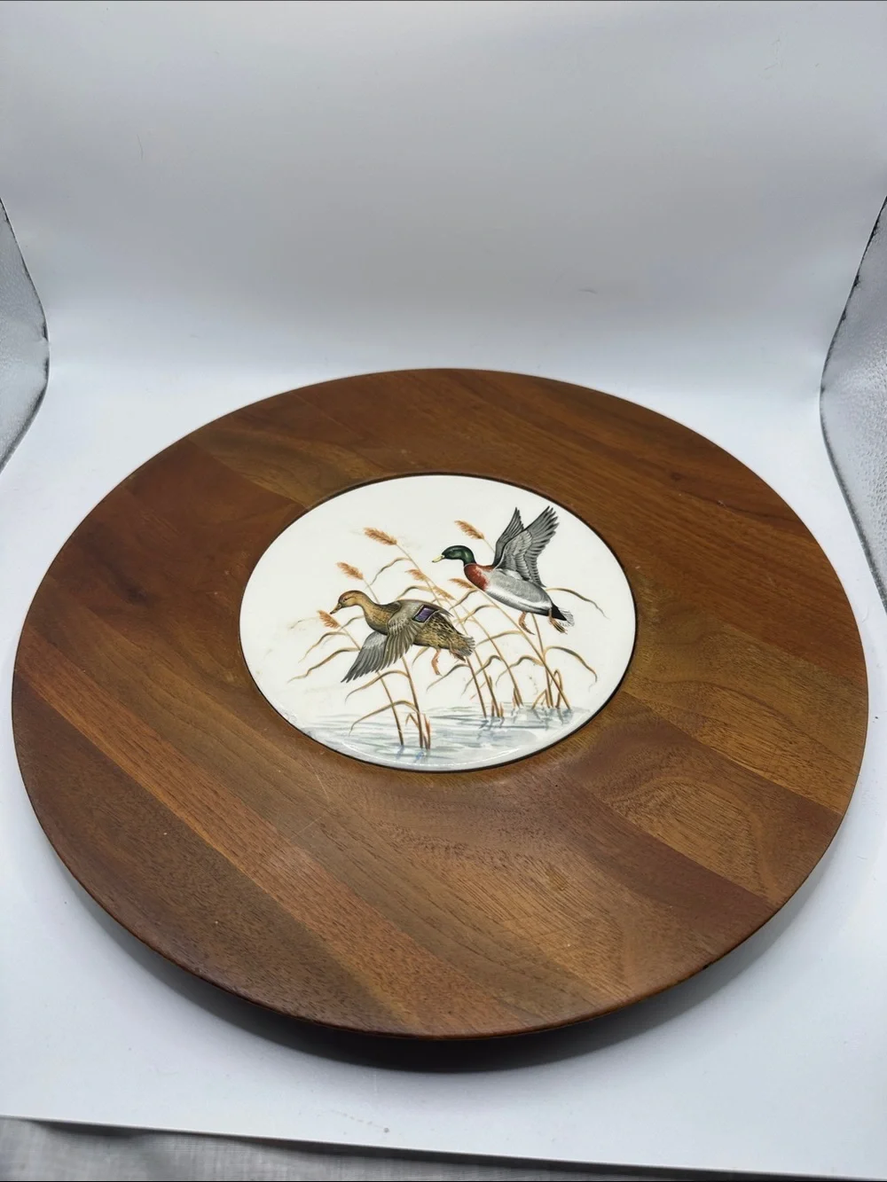 Vermilion Walnut Mallard duck painted scene 14